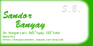 sandor banyay business card